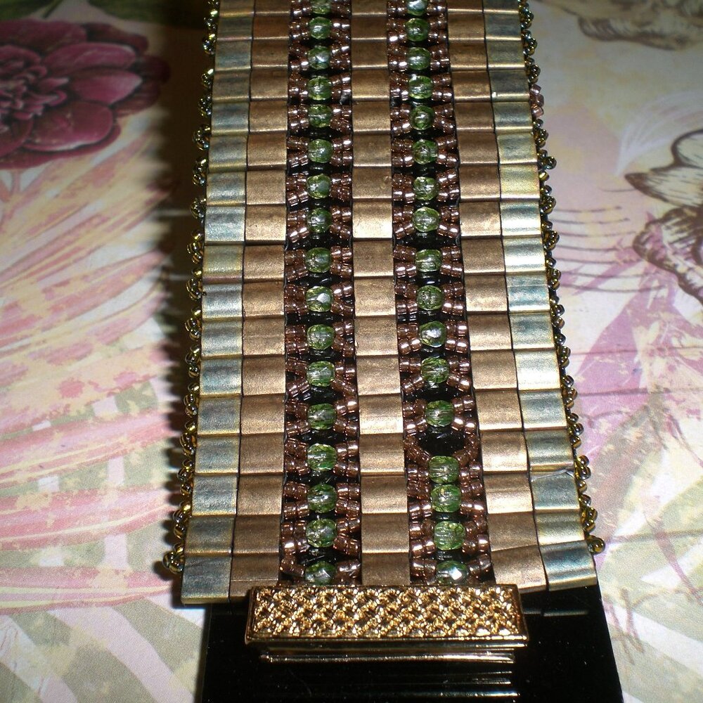 "Maria" Cuff Tila Beaded Bracelet